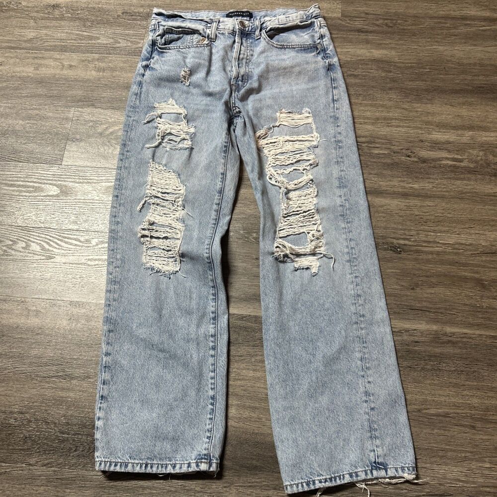 Aeropostale Low Rise Skater Jeans Womens Size 4 Distressed Ripped Baggy Y2K 90s